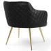 Kit 02 Poltronas Pés Palito D'Ouro Jade D02 Linho Cinza D-315 Tressê Corano Preto - Lyam Decor