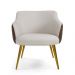 Kit 02 Poltronas Pés Palito New Bronze Jade D02 Linho Bege C-107 Tressê Corano Marrom - Lyam Decor