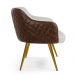 Kit 02 Poltronas Pés Palito New Bronze Jade D02 Linho Bege C-107 Tressê Corano Marrom - Lyam Decor