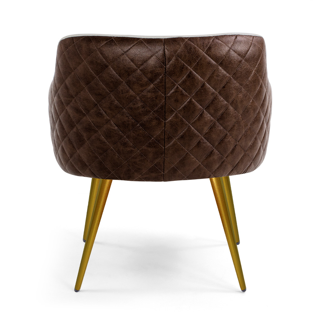 Kit 02 Poltronas Pés Palito New Bronze Jade D02 Linho Bege C-107 Tressê Corano Marrom - Lyam Decor