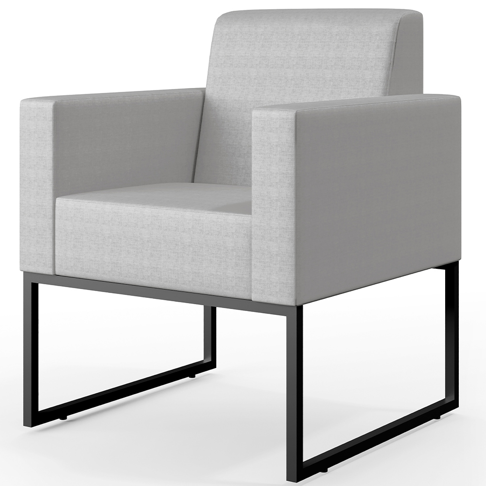 Kit 02 Poltronas Para Sala De Estar Base Fixa De Metal Helô L02 Facto Cinza Metalizado - Lyam Decor