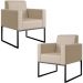 Kit 02 Poltronas Para Sala De Estar Base Fixa De Metal Helô L02 Facto Pérola Metalizado - Lyam Decor