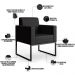 Kit 02 Poltronas Para Sala De Estar Base Fixa De Metal Helô L02 Facto Preto Metalizado - Lyam Decor