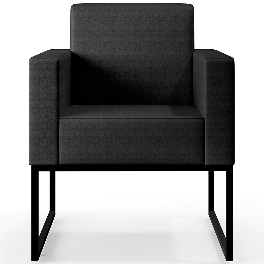 Kit 02 Poltronas Para Sala De Estar Base Fixa De Metal Helô L02 Facto Preto Metalizado - Lyam Decor