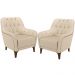 Kit 02 Poltronas Para Sala De Estar Com Tachas Base Fixa Blenda M03 Linho Bege - Lyam Decor
