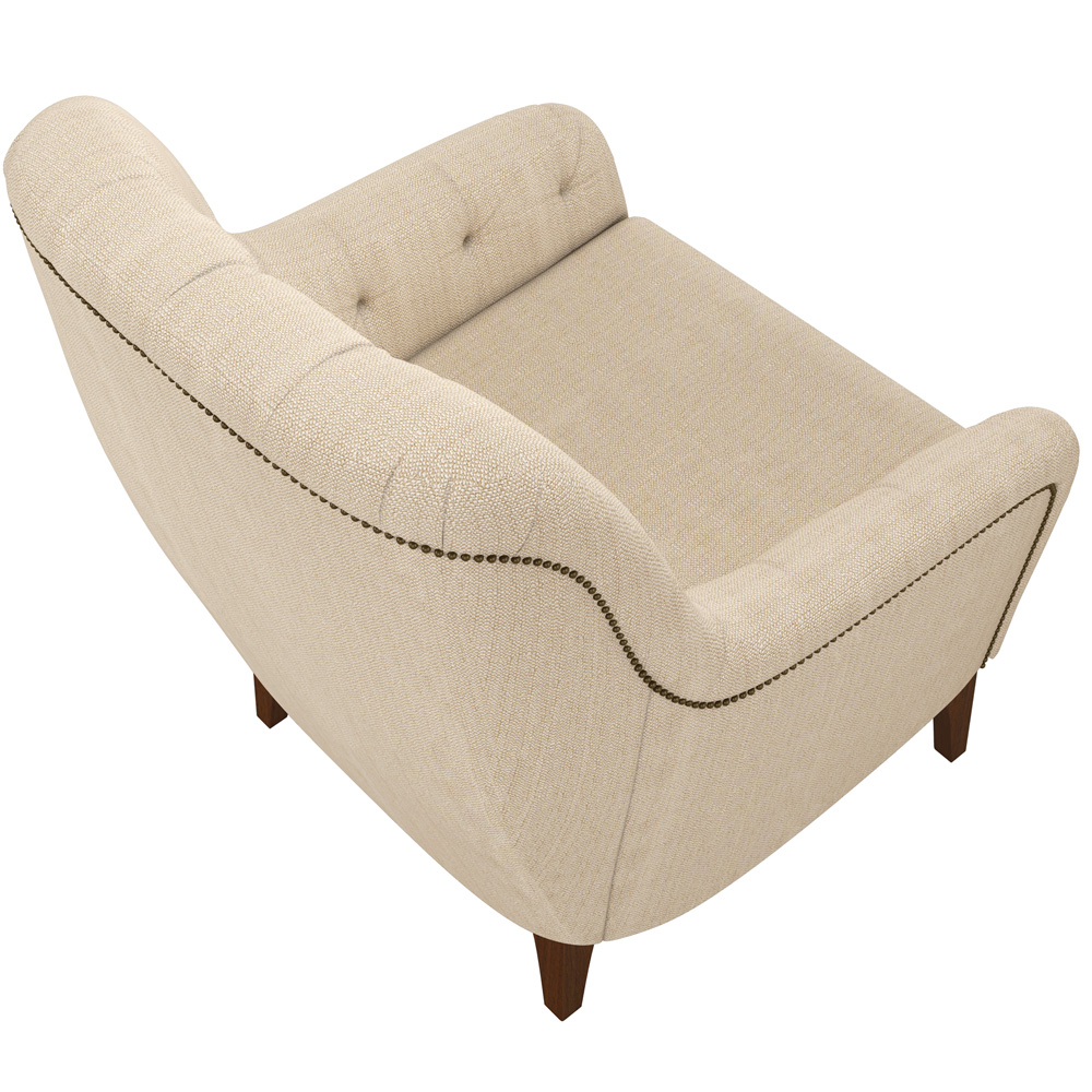 Kit 02 Poltronas Para Sala De Estar Com Tachas Base Fixa Blenda M03 Linho Bege - Lyam Decor