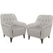 Kit 02 Poltronas Para Sala De Estar Com Tachas Base Fixa Blenda M03 Linho Cinza - Lyam Decor
