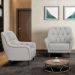 Kit 02 Poltronas Para Sala De Estar Com Tachas Base Fixa Blenda M03 Linho Cinza - Lyam Decor
