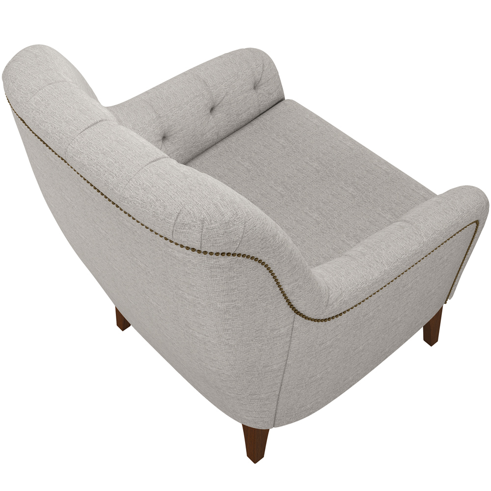 Kit 02 Poltronas Para Sala De Estar Com Tachas Base Fixa Blenda M03 Linho Cinza - Lyam Decor