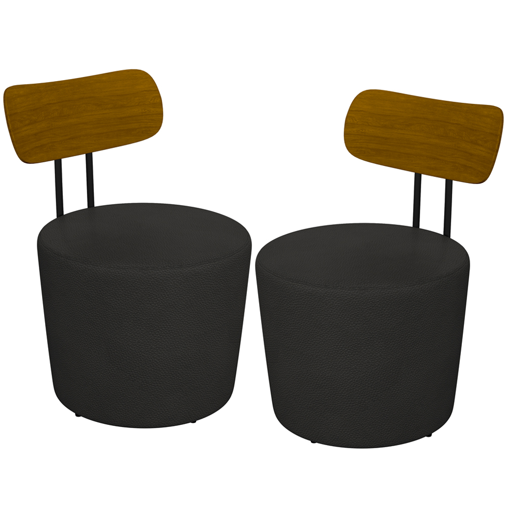 Kit 02 Poltronas Para Sala De Estar Decorativa Base Fixa Luara M03 Couríssimo Preto - Lyam Decor