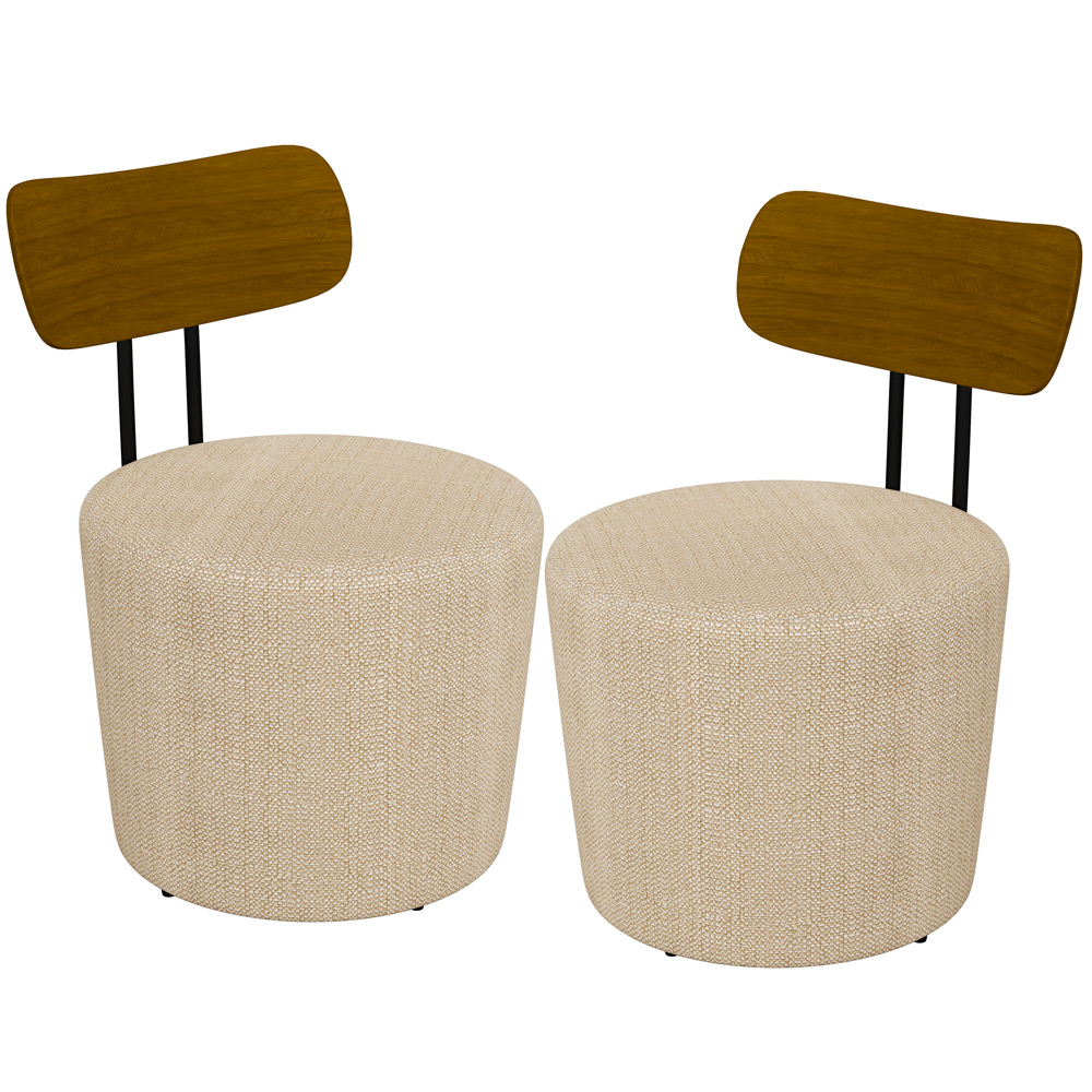 Kit 02 Poltronas Para Sala De Estar Decorativa Base Fixa Luara M03 Linho Bege - Lyam Decor
