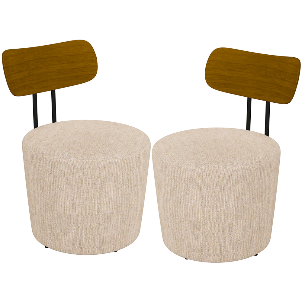 Kit 02 Poltronas Para Sala De Estar Decorativa Base Fixa Luara M03 Linho Cru - Lyam Decor