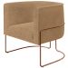 Kit 02 Poltronas Para Sala De Estar Decorativa Fixa Base Aço New Cobre Betina D02 Bouclê Mostarda - Lyam Decor