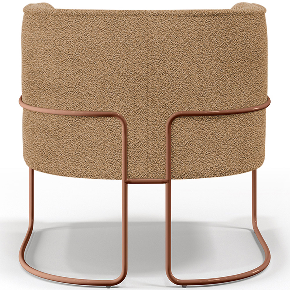Kit 02 Poltronas Para Sala De Estar Decorativa Fixa Base Aço New Cobre Betina D02 Bouclê Mostarda - Lyam Decor