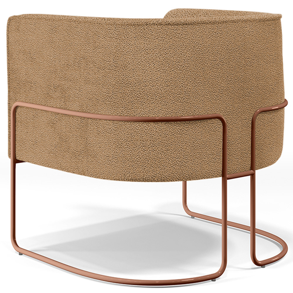 Kit 02 Poltronas Para Sala De Estar Decorativa Fixa Base Aço New Cobre Betina D02 Bouclê Mostarda - Lyam Decor