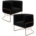 Kit 02 Poltronas Para Sala De Estar Decorativa Fixa Base Aço New Cobre Betina D02 Bouclê Preto - Lyam Decor