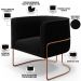 Kit 02 Poltronas Para Sala De Estar Decorativa Fixa Base Aço New Cobre Betina D02 Bouclê Preto - Lyam Decor