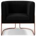 Kit 02 Poltronas Para Sala De Estar Decorativa Fixa Base Aço New Cobre Betina D02 Bouclê Preto - Lyam Decor