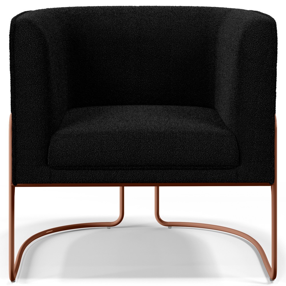 Kit 02 Poltronas Para Sala De Estar Decorativa Fixa Base Aço New Cobre Betina D02 Bouclê Preto - Lyam Decor