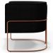 Kit 02 Poltronas Para Sala De Estar Decorativa Fixa Base Aço New Cobre Betina D02 Bouclê Preto - Lyam Decor