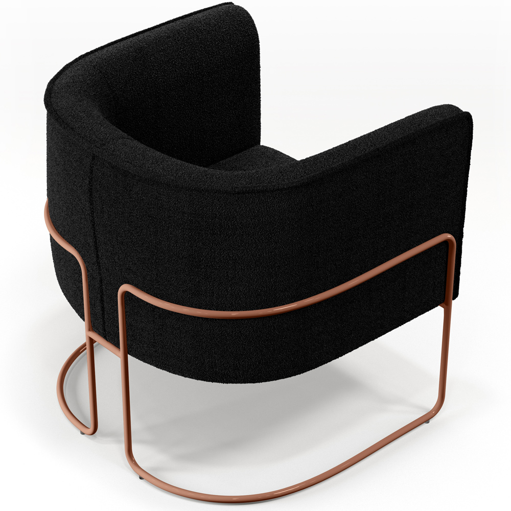 Kit 02 Poltronas Para Sala De Estar Decorativa Fixa Base Aço New Cobre Betina D02 Bouclê Preto - Lyam Decor