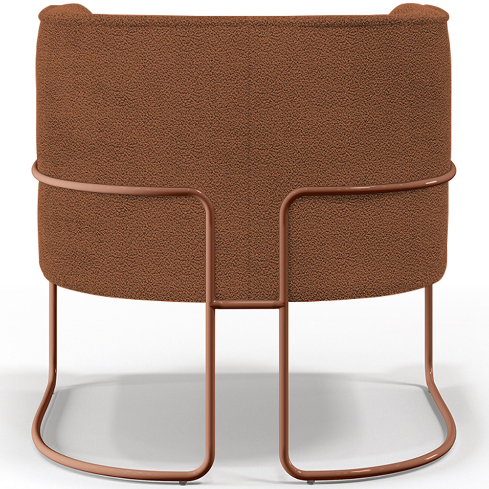 Kit 02 Poltronas Para Sala De Estar Decorativa Fixa Base Aço New Cobre Betina D02 Bouclê Terracota - Lyam Decor