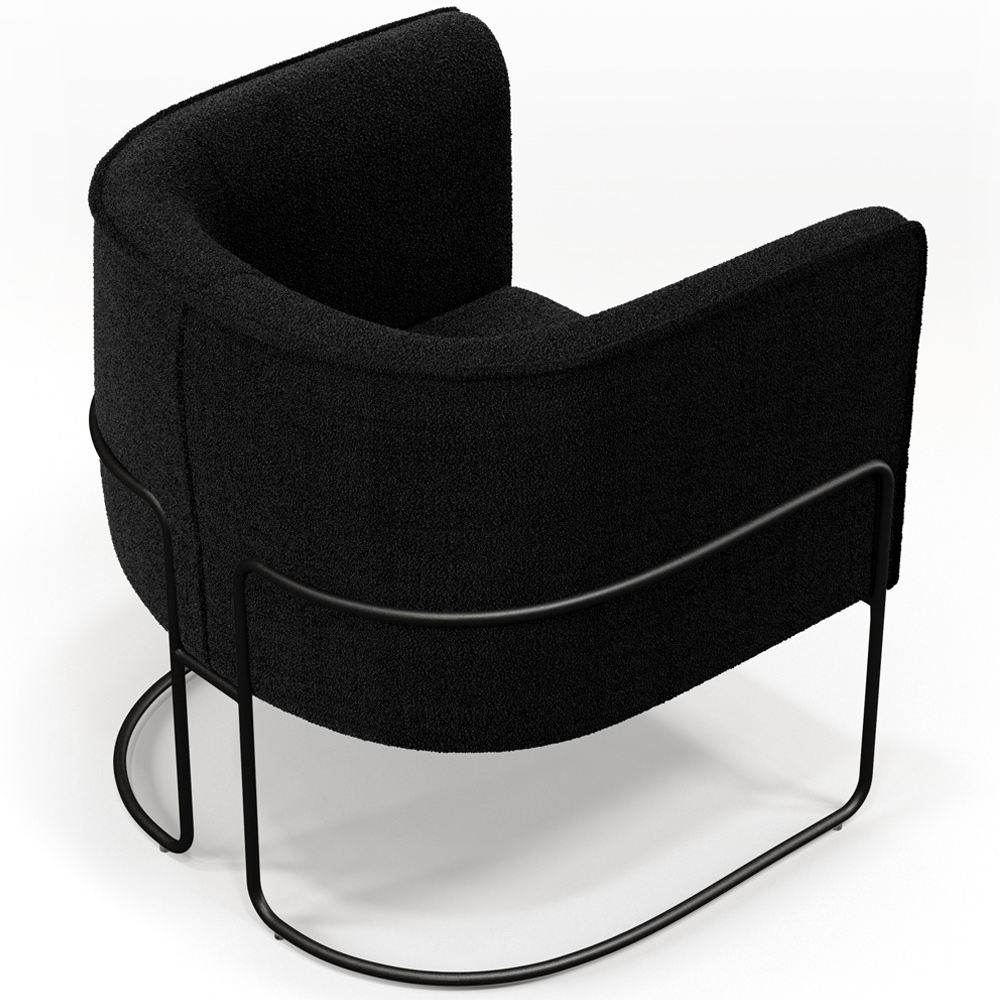 Kit 02 Poltronas Para Sala De Estar Decorativa Fixa Base Aço Preto Betina D02 Bouclê Preto - Lyam Decor