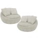 Kit 02 Poltronas Para Sala De Estar Decorativa Giratória Kira M03 Bouclê Bege Claro - Lyam Decor