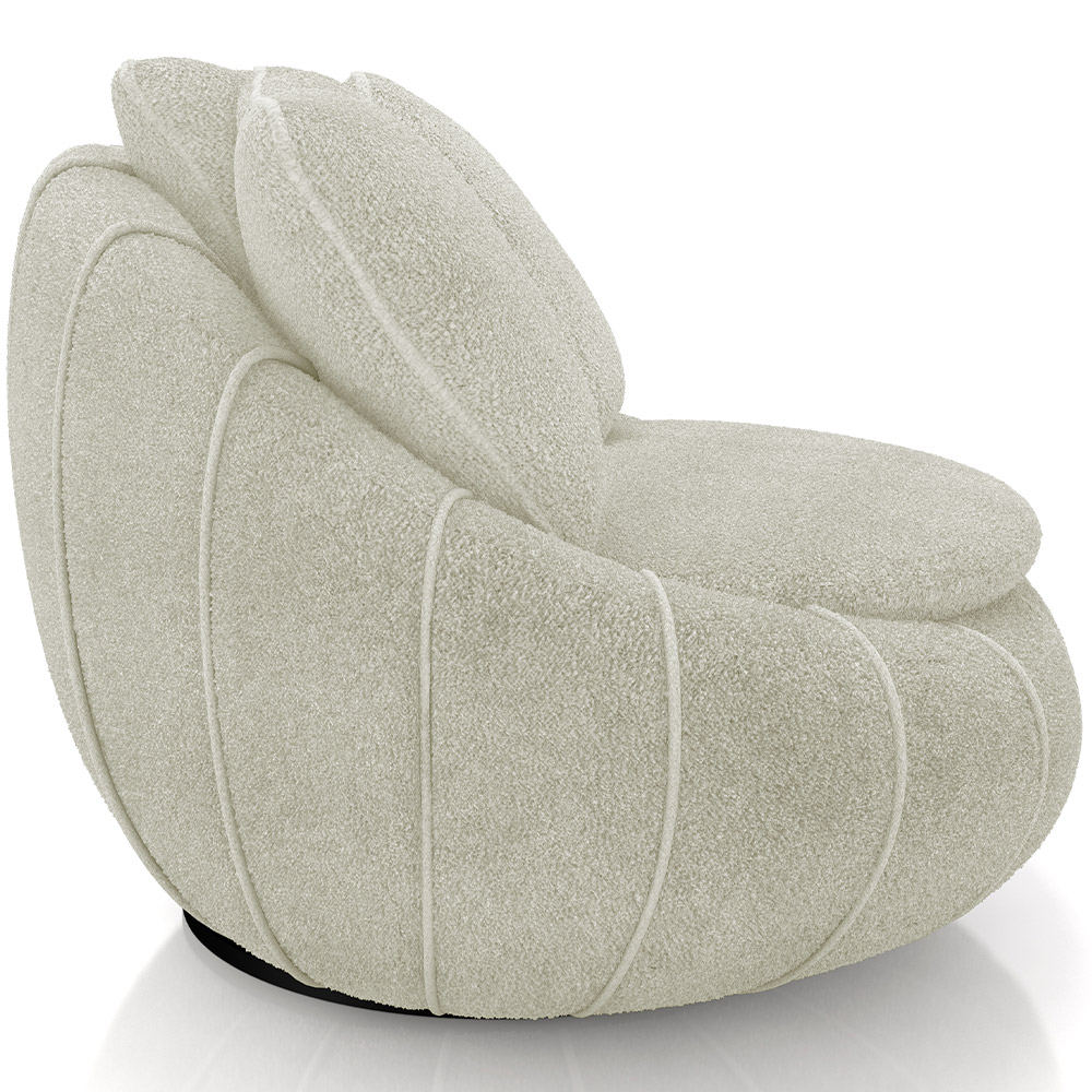 Kit 02 Poltronas Para Sala De Estar Decorativa Giratória Kira M03 Bouclê Bege Claro - Lyam Decor