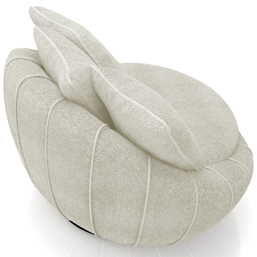 Kit 02 Poltronas Para Sala De Estar Decorativa Giratória Kira M03 Bouclê Bege Claro - Lyam Decor