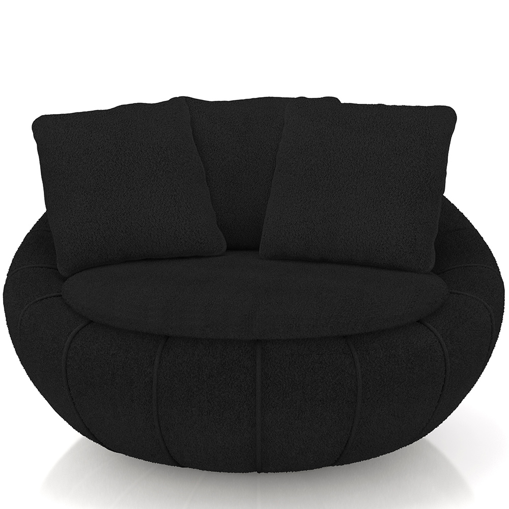 Kit 02 Poltronas Para Sala De Estar Decorativa Giratória Kira M03 Bouclê Preto - Lyam Decor