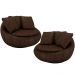 Kit 02 Poltronas Para Sala De Estar Decorativa Giratória Kira M03 Couríssimo Marrom - Lyam Decor