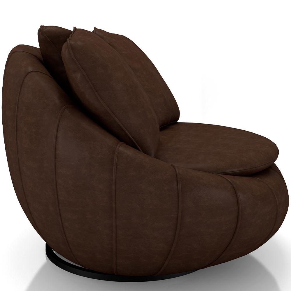 Kit 02 Poltronas Para Sala De Estar Decorativa Giratória Kira M03 Couríssimo Marrom - Lyam Decor