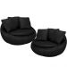 Kit 02 Poltronas Para Sala De Estar Decorativa Giratória Kira M03 Couríssimo Preto - Lyam Decor