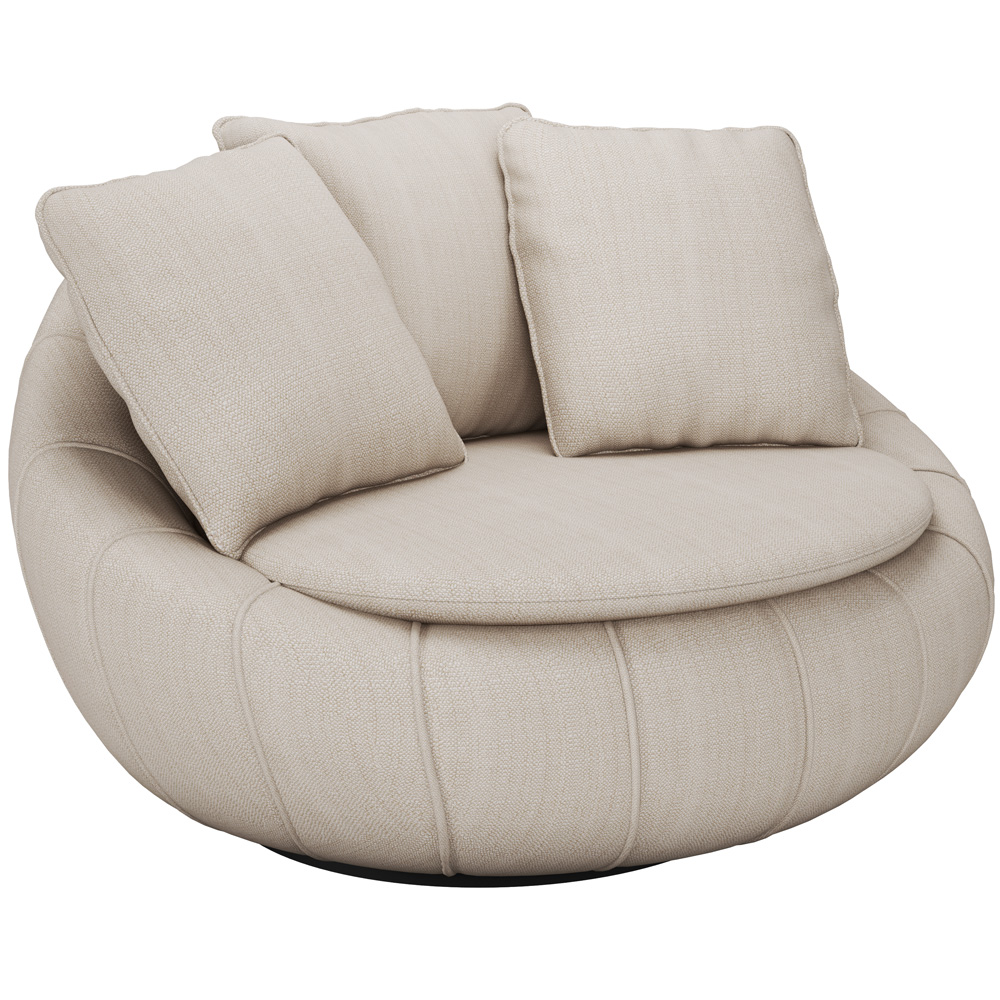Kit 02 Poltronas Para Sala De Estar Decorativa Giratória Kira M03 Linho Bege - Lyam Decor