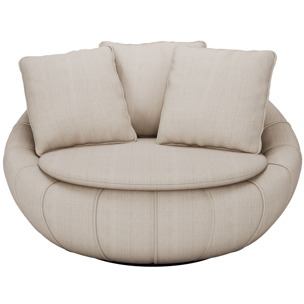 Kit 02 Poltronas Para Sala De Estar Decorativa Giratória Kira M03 Linho Bege - Lyam Decor