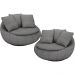 Kit 02 Poltronas Para Sala De Estar Decorativa Giratória Kira M03 Linho Cinza - Lyam Decor