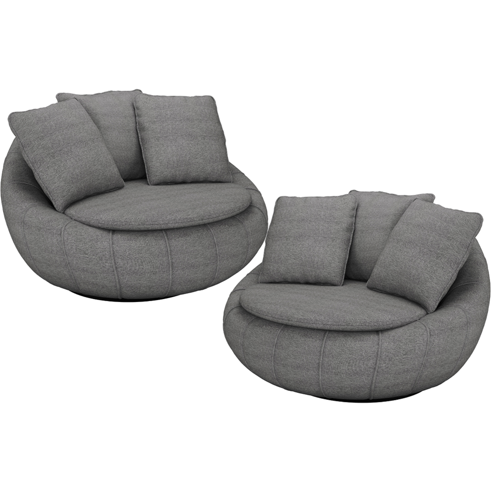 Kit 02 Poltronas Para Sala De Estar Decorativa Giratória Kira M03 Linho Cinza - Lyam Decor