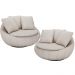 Kit 02 Poltronas Para Sala De Estar Decorativa Giratória Kira M03 Linho Cru - Lyam Decor