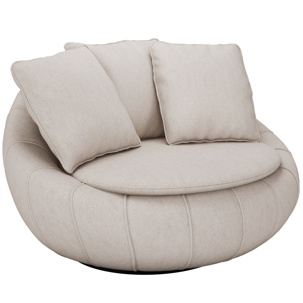 Kit 02 Poltronas Para Sala De Estar Decorativa Giratória Kira M03 Linho Cru - Lyam Decor