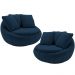 Kit 02 Poltronas Para Sala De Estar Decorativa Giratória Kira M03 Veludo Azul - Lyam Decor