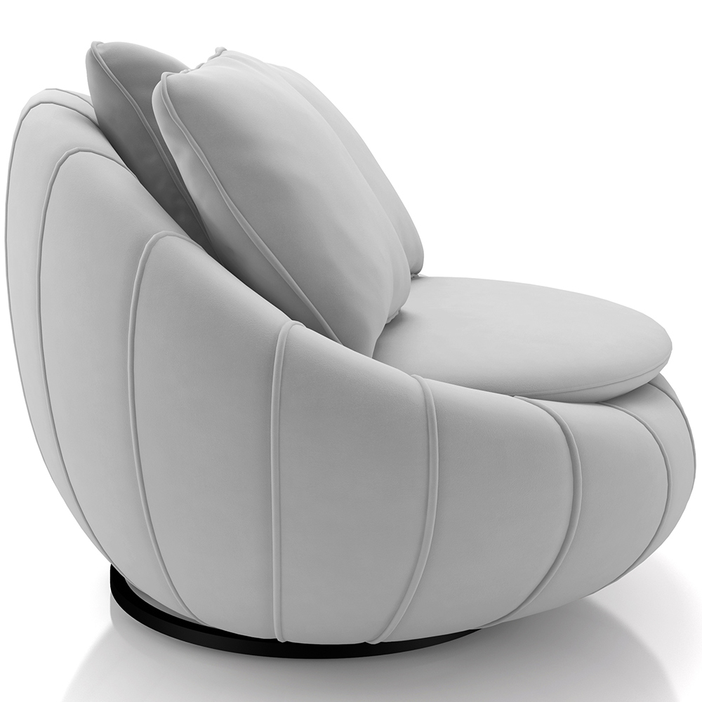 Kit 02 Poltronas Para Sala De Estar Decorativa Giratória Kira M03 Veludo Cinza - Lyam Decor