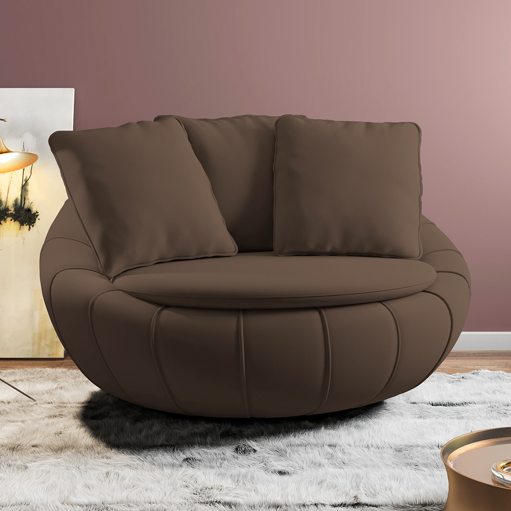 Kit 02 Poltronas Para Sala De Estar Decorativa Giratória Kira M03 Veludo Marrom - Lyam Decor