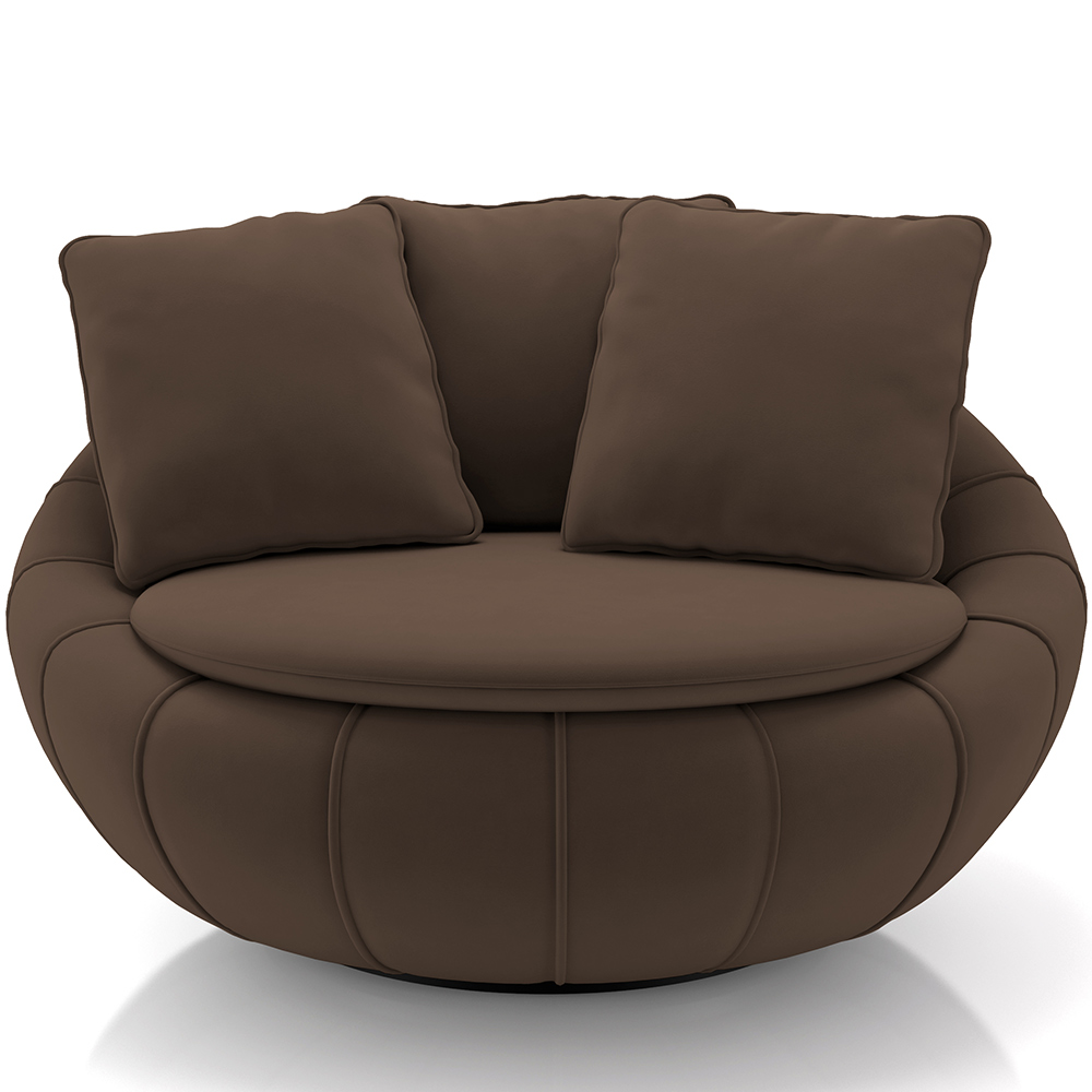 Kit 02 Poltronas Para Sala De Estar Decorativa Giratória Kira M03 Veludo Marrom - Lyam Decor