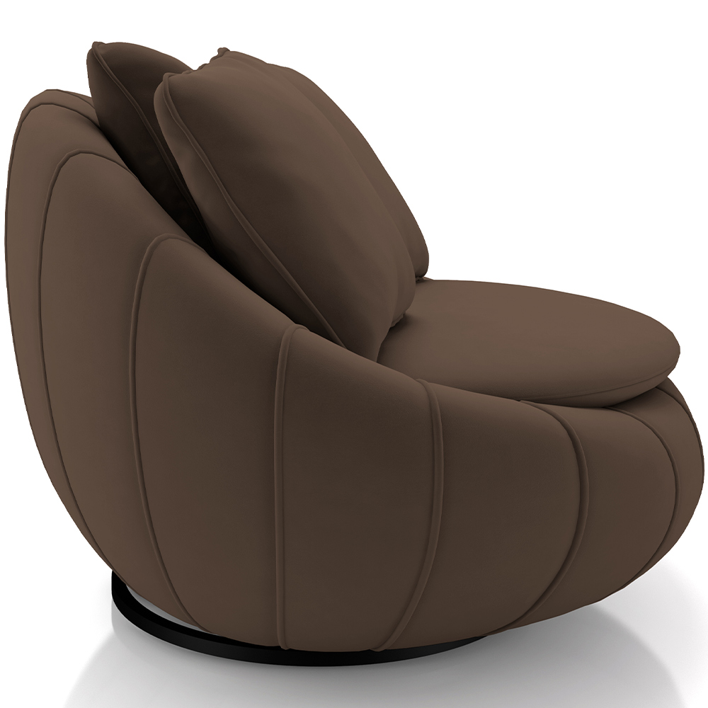 Kit 02 Poltronas Para Sala De Estar Decorativa Giratória Kira M03 Veludo Marrom - Lyam Decor