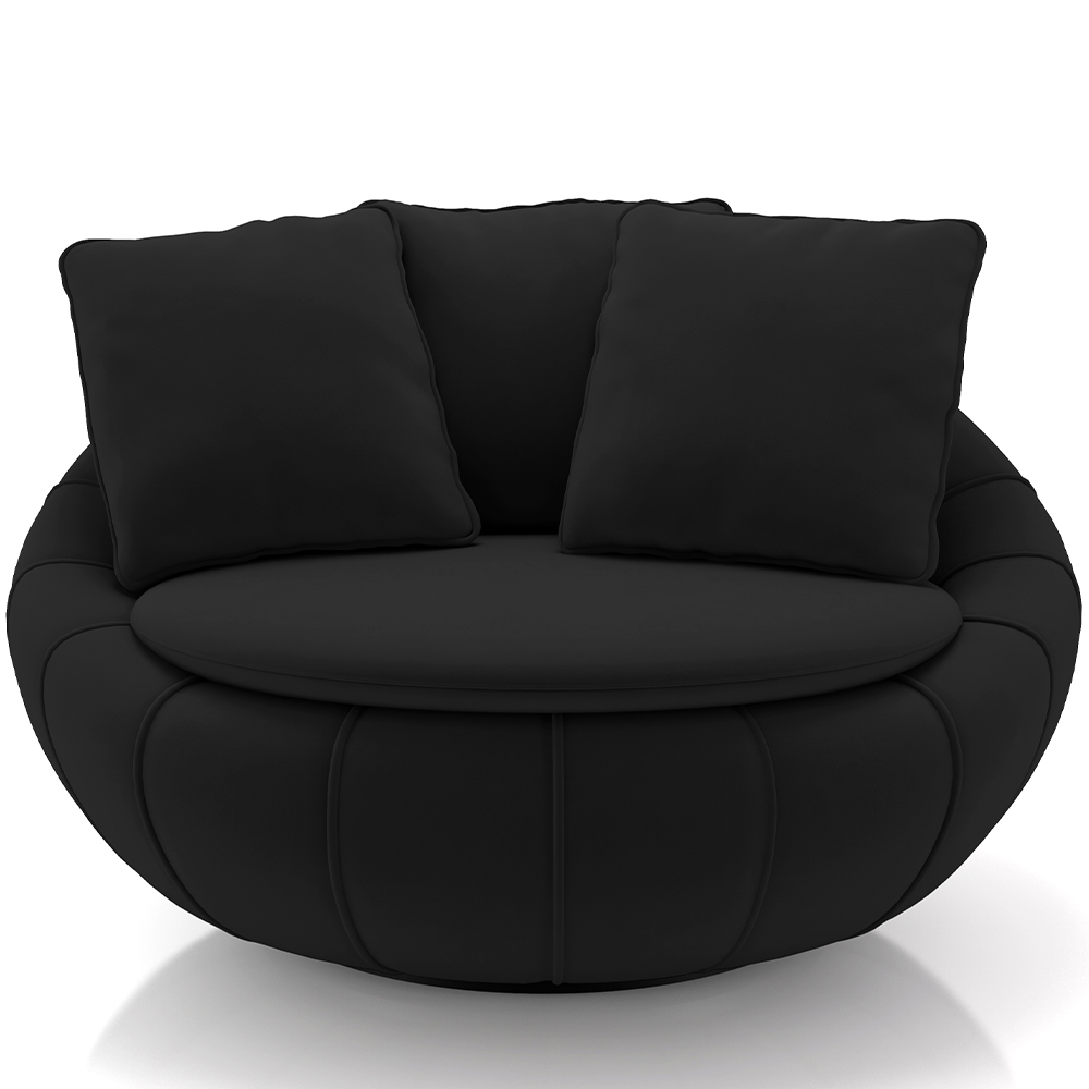 Kit 02 Poltronas Para Sala De Estar Decorativa Giratória Kira M03 Veludo Preto - Lyam Decor
