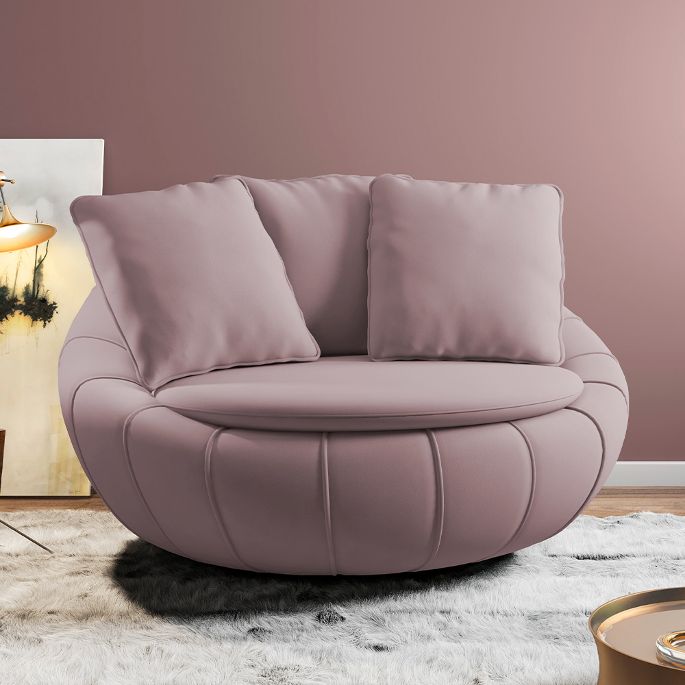 Kit 02 Poltronas Para Sala De Estar Decorativa Giratória Kira M03 Veludo Rosê - Lyam Decor