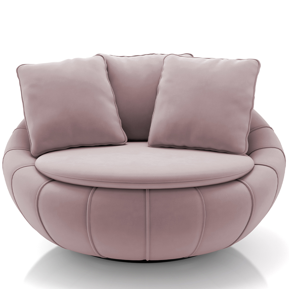 Kit 02 Poltronas Para Sala De Estar Decorativa Giratória Kira M03 Veludo Rosê - Lyam Decor