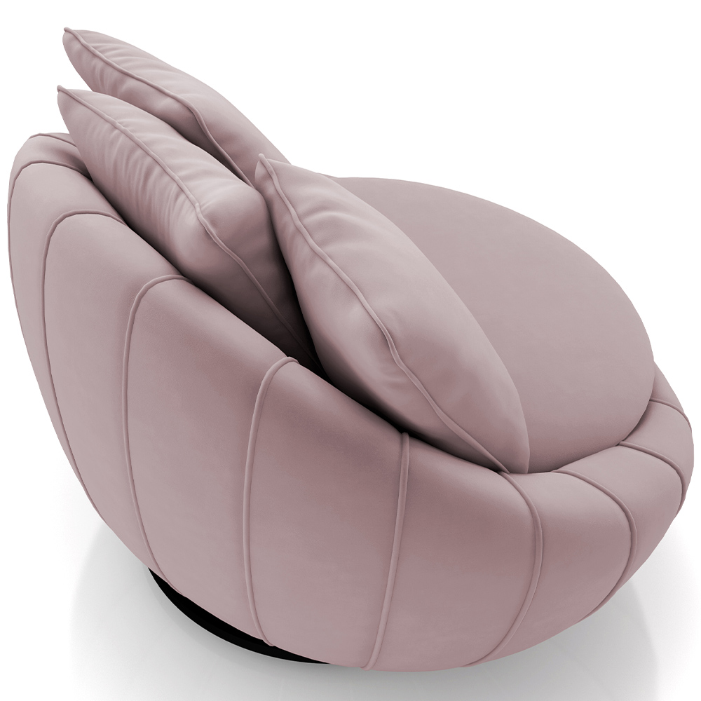 Kit 02 Poltronas Para Sala De Estar Decorativa Giratória Kira M03 Veludo Rosê - Lyam Decor