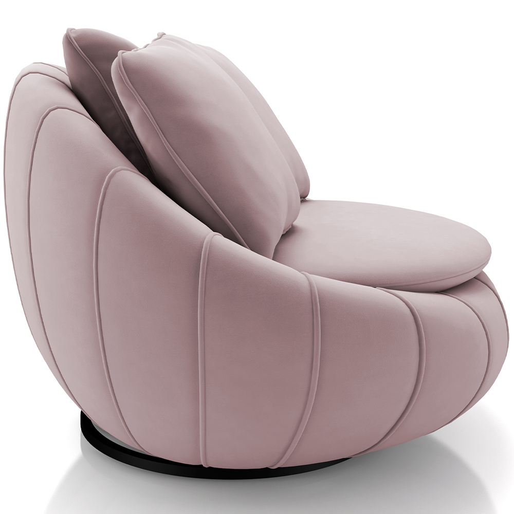 Kit 02 Poltronas Para Sala De Estar Decorativa Giratória Kira M03 Veludo Rosê - Lyam Decor